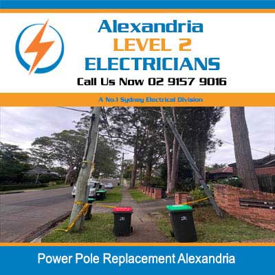 Power pole replacement work in progress on Alexandria street