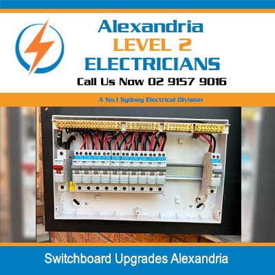 Switchboard upgrade installation with circuit breakers and safety switches in Alexandria